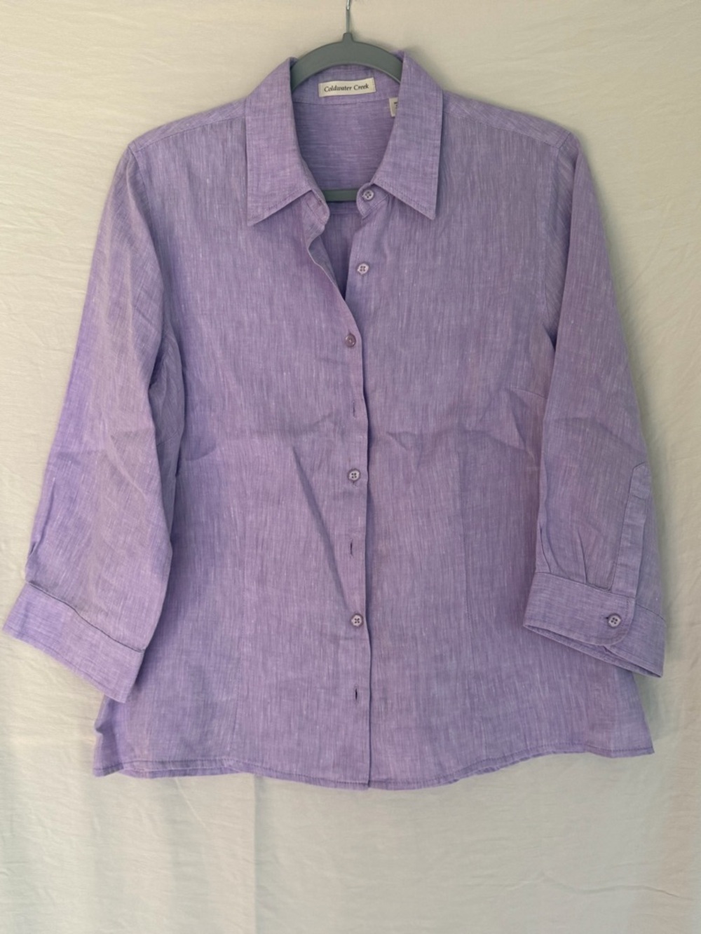 Coldwater Creek Lavender Linen Button Front Shirt